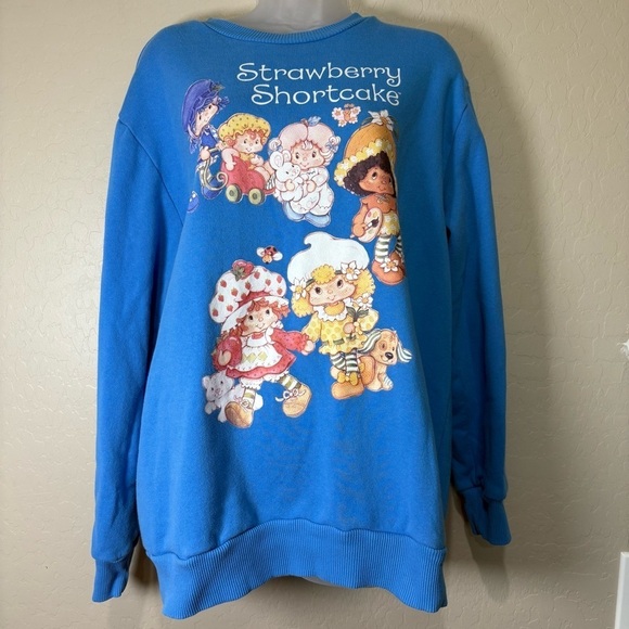Strawberry Shortcake Tops - Blue Strawberry Shortcake Sweatshirt Crewneck Relaxed Cozy Fit